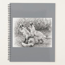 Zwei Füchse Bleistiftskizze Hardcover Planer&Notiz Planer