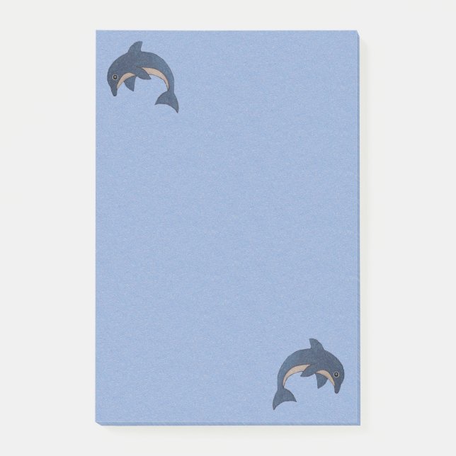 Zwei Fun Cartoon Typ Delphine springen blau weiß Post-it Klebezettel (Vorderseite)