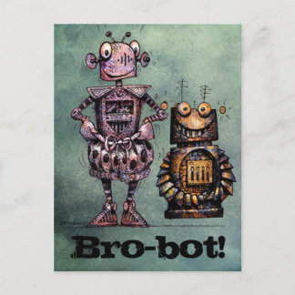 Zwei Funny Robots - Bro-Bot! Postkarte