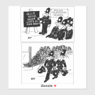 Zwei Funny UK Police Cartoon Aufkleber