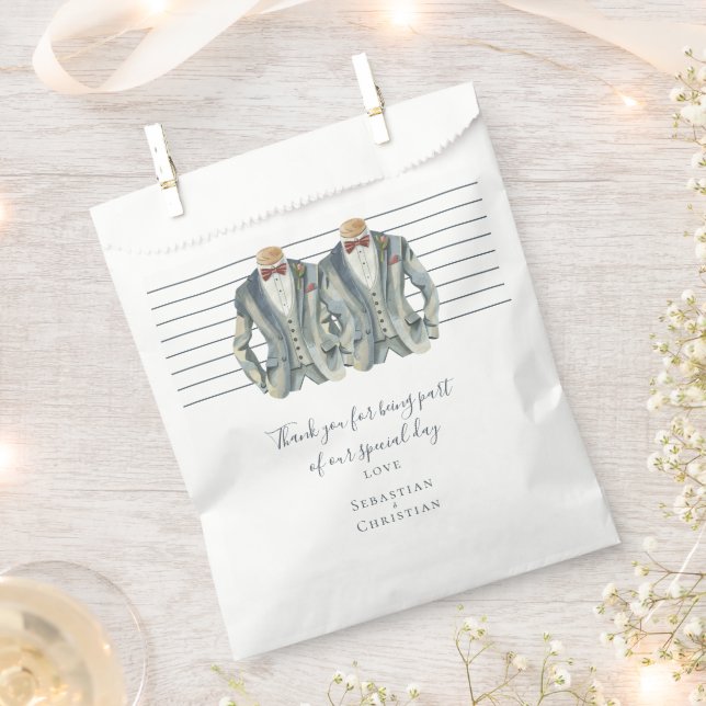 Zwei Gay Wedding in Anzügen Personalisiert Geschenktütchen (Ausgeschnitten)