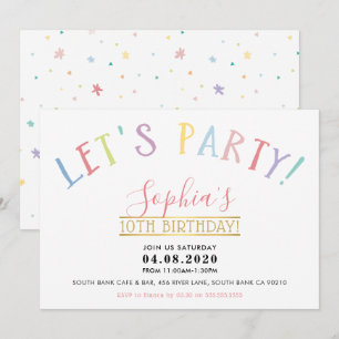ZWEI GEBURTSTAG PARTY Pastellfarben lassen Sie uns Einladung