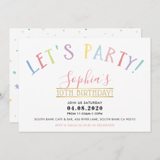 ZWEI GEBURTSTAG PARTY Pastellfarben lassen Sie uns Einladung