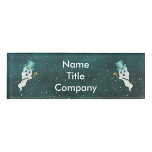 Zwei gedeckte Geister in Blue Top Hats Extravagant Namenschild
