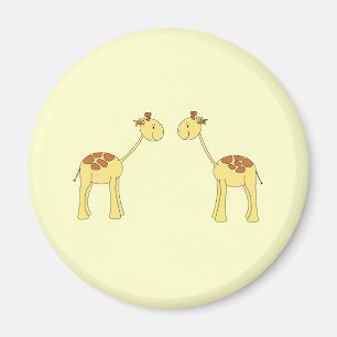 Zwei gegenüberstellende Giraffen. Cartoon Magnet