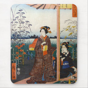 Zwei Geishas japanisches traditionelles Woodblock Mousepad
