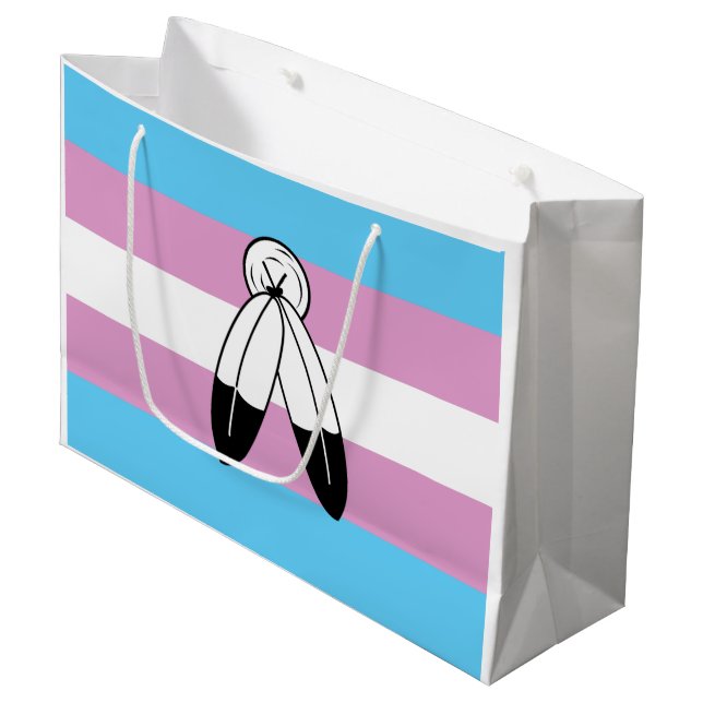 Zwei-Geist-Trans-Stolperflagge Große Geschenktüte (Vorderseite Schrägansicht)