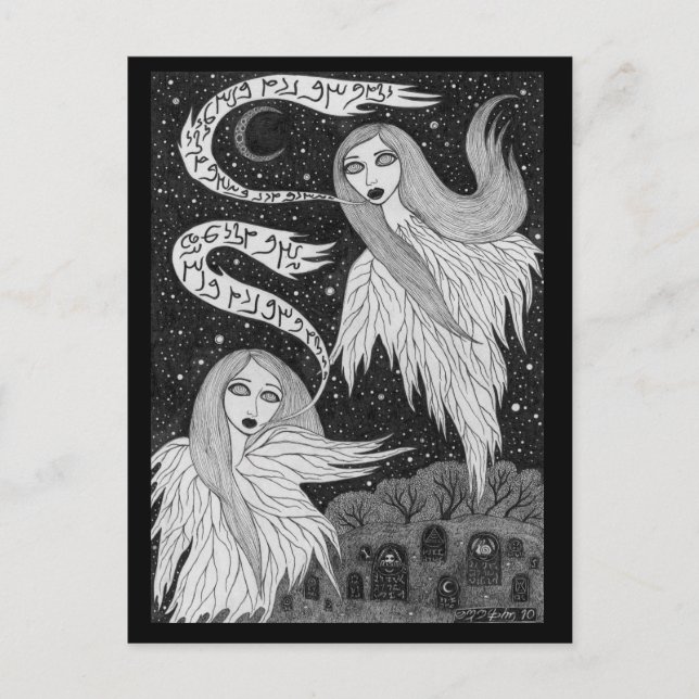 Zwei Geisterpostkarten Postkarte (Vorderseite)