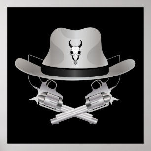 Zwei gekreuzte Gewehre und Hut Poster