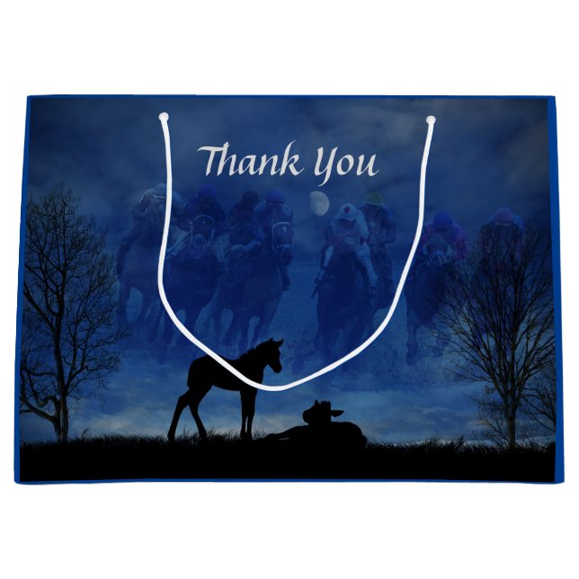 Zwei gekreuzte Racehorse Foals Geschenktasche Große Geschenktüte (Vorderseite)