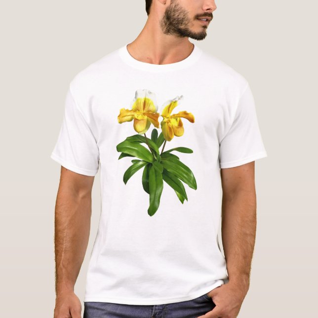 Zwei gelbe Frauenschuh Orchideen T-Shirt (Vorderseite)