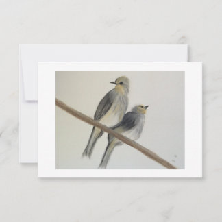Zwei gelbe graue Vögel Flat Danke Note Card