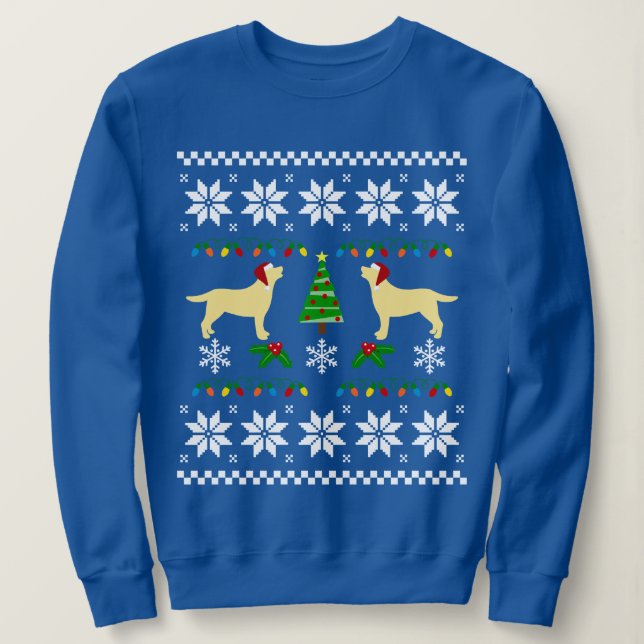 Zwei gelbe Labradors Weihnachtsmuster Sweatshirt (Design vorne)