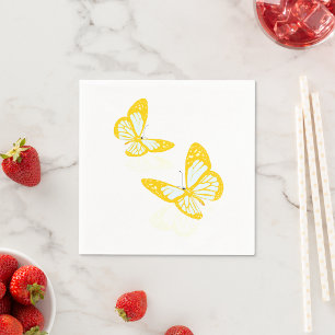 Zwei gelbe Schmetterlings-Papierservietten Serviette