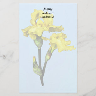 Zwei gelbe Schwertlilien und Knospen Hochzeitsprod Briefpapier