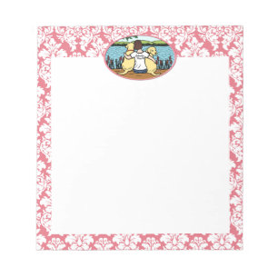 Zwei gelbes Labradors und Mama Notizblock