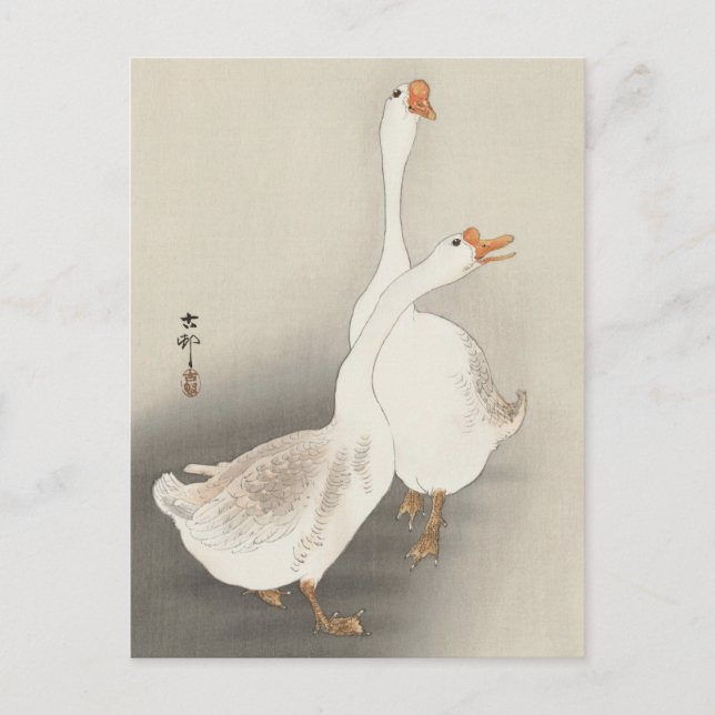 Zwei Gemälde von Ohara Koson Postkarte (Vorderseite)