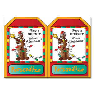 Zwei Geschenktasten - Cartoon-Rentier und Maus Tischnummer