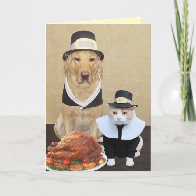 Zwei gesegnete Pilger Feiertagskarte (Vorderseite)