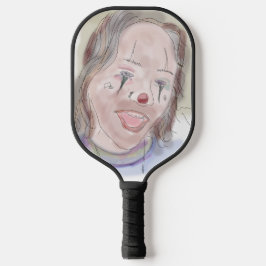 Zwei Gesichter, weder ernst (Art von R. Leah OShel Pickleball Schläger