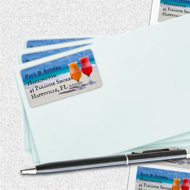 Zwei Getränke auf den Strandadressen-Etiketten Adressaufkleber (Von Creator hochgeladen)