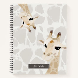 Zwei Giraffen Beige Muster Notizbuch