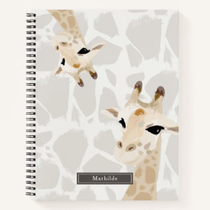 Zwei Giraffen Beige Muster Notizbuch