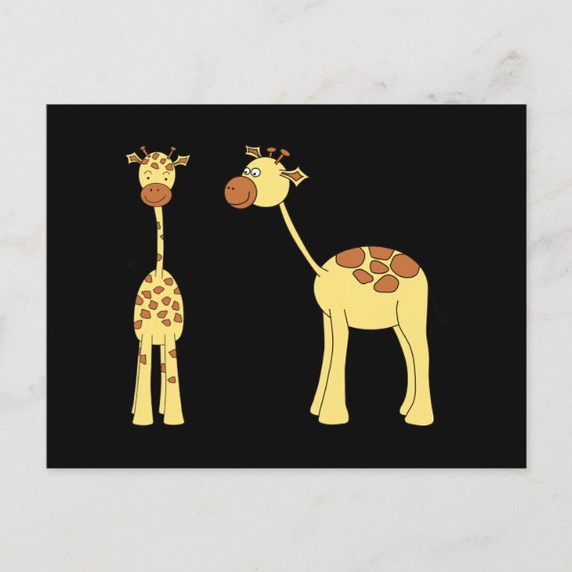 Zwei Giraffen. Cartoon Postkarte (Vorderseite)