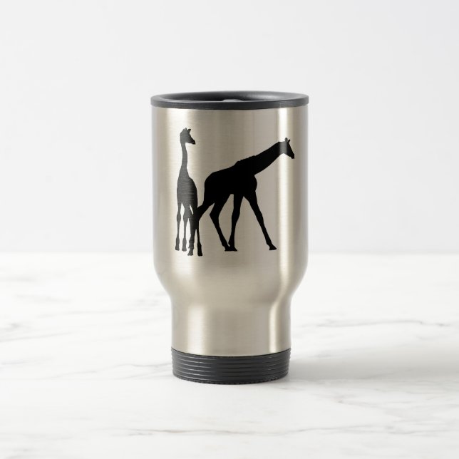 ZWEI GIRAFFEN IN DER SILHOUETTE REISEBECHER (Mittel)