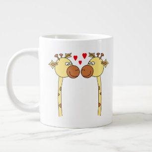 Zwei Giraffen mit den Herzen der roten Liebe. Cart Jumbo-Tasse
