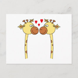 Zwei Giraffen mit den Herzen der roten Liebe. Cart Postkarte