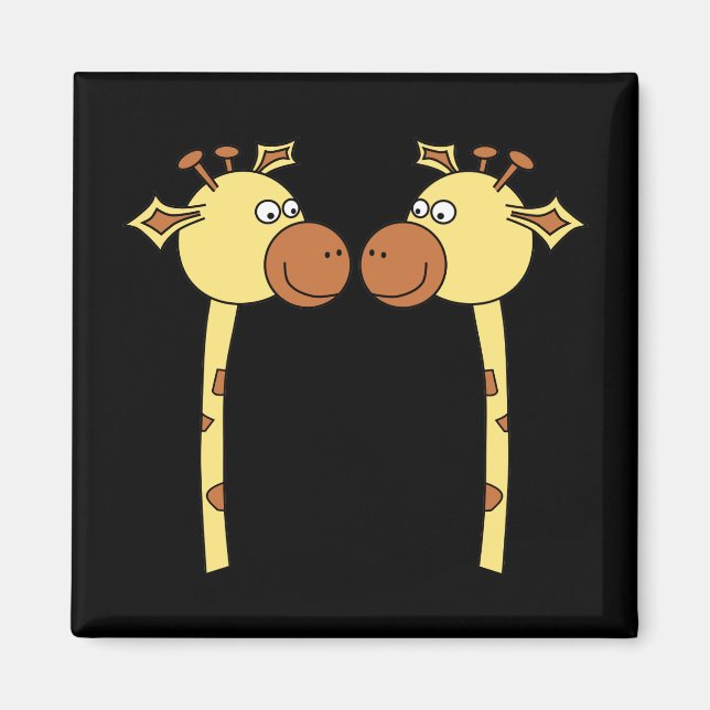 Zwei Giraffen Nah-up. Cartoon Magnet (Vorne)