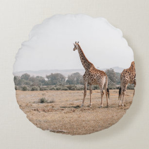 ZWEI GIRAFFES RUNDES KISSEN