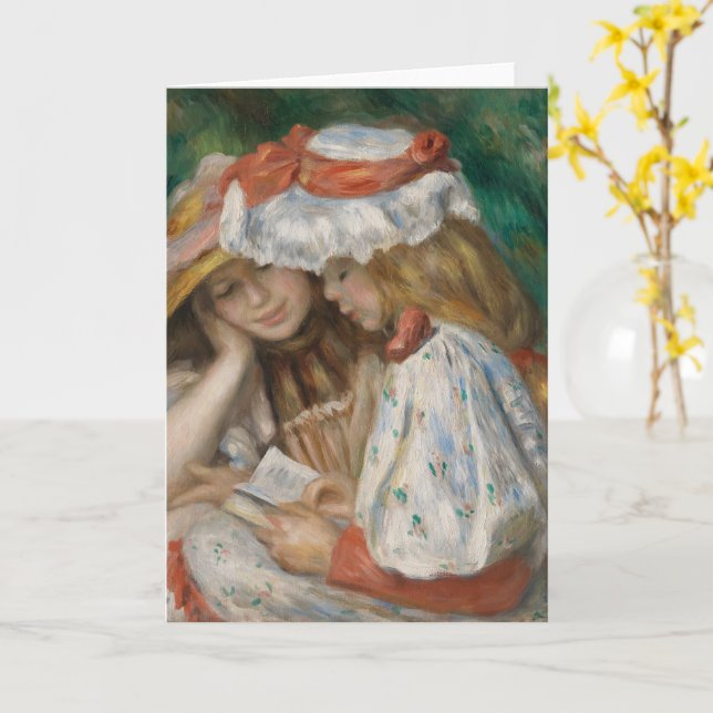 Zwei Girls Reading, Auguste Renoir Art Karte (Gelbe Blume)