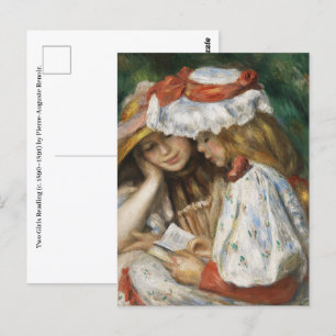 Zwei Girls Reading von Pierre-Auguste Renoir. Postkarte