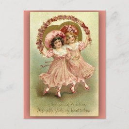 Zwei Girls tanzen Valentine Card Feiertagspostkarte
