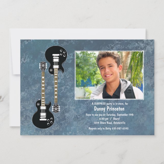 Zwei Gitarren-Foto-Einladung Einladung (Vorderseite)