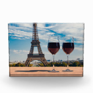 Zwei Glas Wein mit Eiffelturm Fotoblock