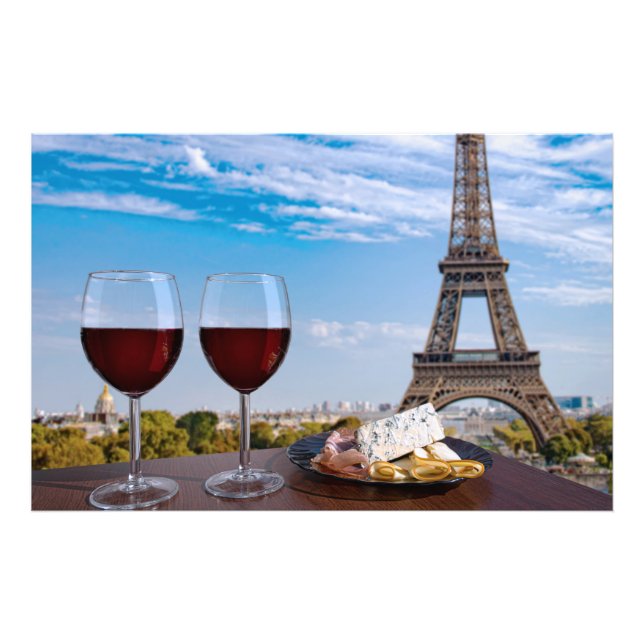 Zwei Gläser Wein im Café von Paris Fotodruck (Vorne)