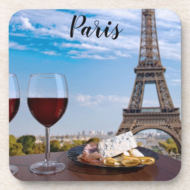 Zwei Gläser Wein im Café von Paris Getränkeuntersetzer (Vorderseite)