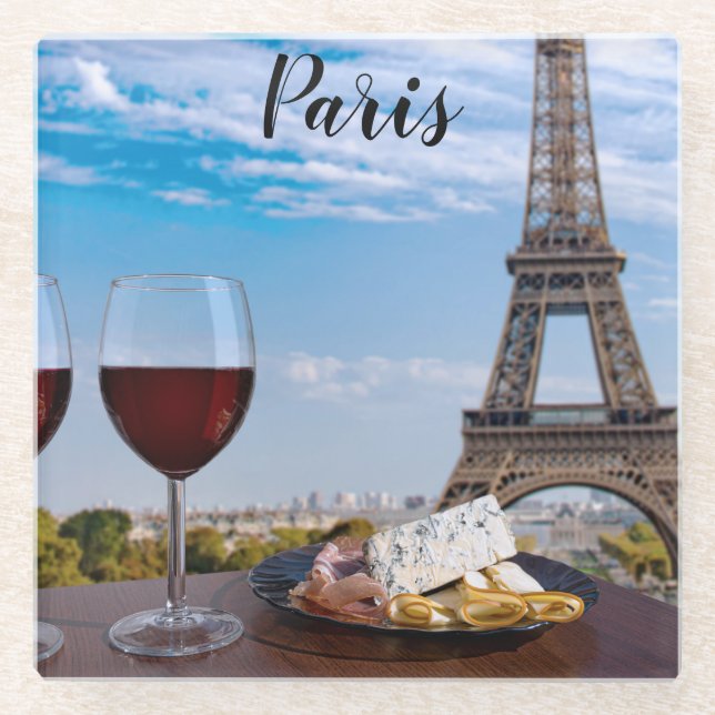 Zwei Gläser Wein im Café von Paris Glasuntersetzer (Vorderseite)