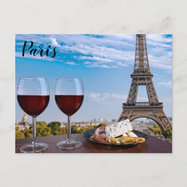 Zwei Gläser Wein im Café von Paris Postkarte (Vorderseite)