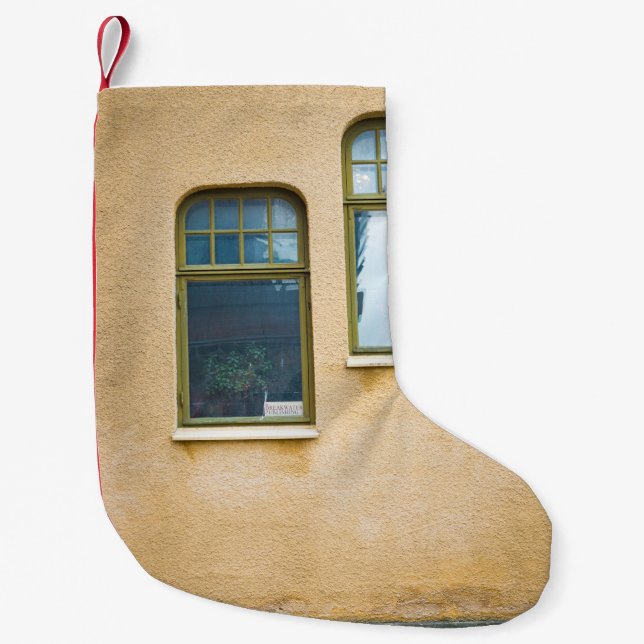 ZWEI GLASFENSTER KLEINER WEIHNACHTSSTRUMPF (Vorderseite)