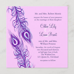 Zwei gleiche Pfauenfedern Einladung