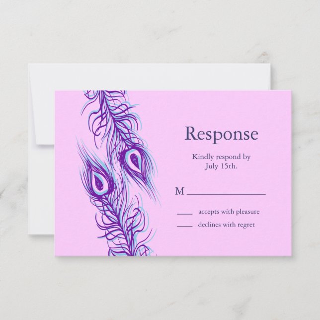 Zwei gleiche Pfauenfedern RSVP Karte (Vorderseite)