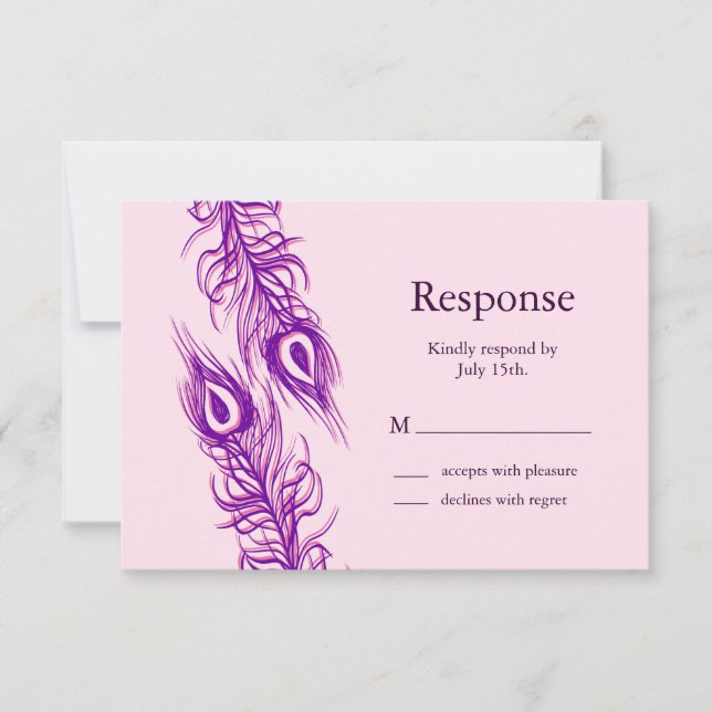 Zwei gleiche Pfauenfedern RSVP Karte (Vorderseite)