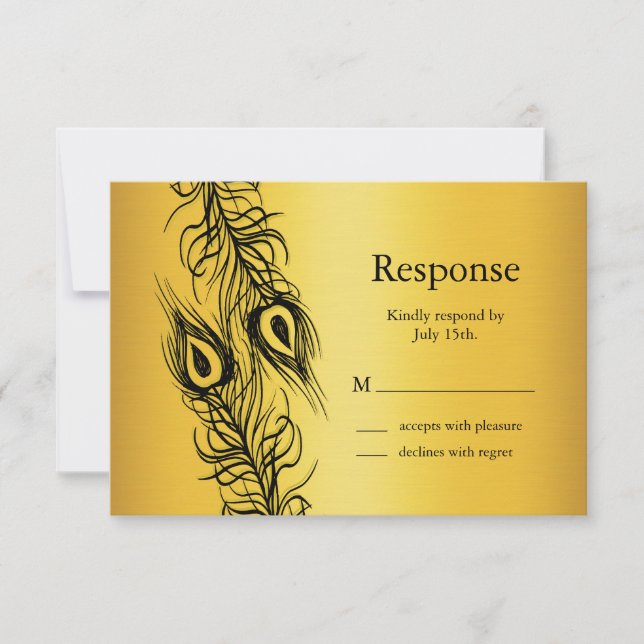 Zwei gleiche Pfauenfedern RSVP Karte (Vorderseite)