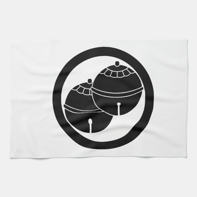 Zwei Glocken im Kreis Geschirrtuch (Horizontal)