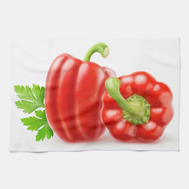 Zwei Glockenbläser-Paprikaschoten Geschirrtuch (Horizontal)