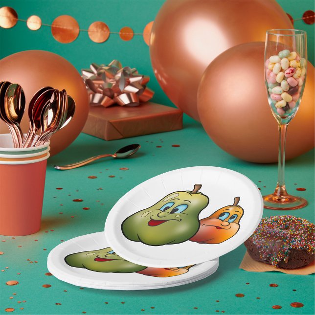 Zwei glückliche Birnen Pappteller (Von Creator hochgeladen)